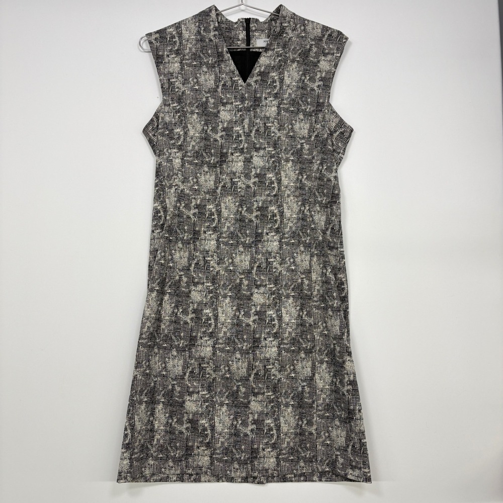 MM LaFleur Womens Dress 12 Black White Abstract Print V-Neck NSUEV-19-100 ADTCRK